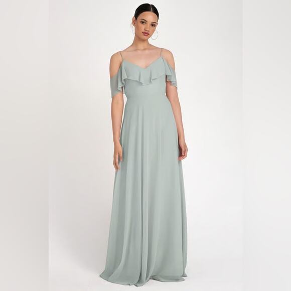 Jenny Yoo Dresses & Skirts - NWT Jenny Yoo Mila Morning Mist Mint Luxe Chiffon Bridesmaid Dress Size 12